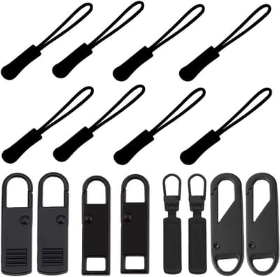 Reserve ritstrekker, 16 stuks ritssluiting vervanging, voor portemonnee, bagage, kleding, jeans, koffer, (8 stuks ritstrekkers en 8 stuks metalen ritstrekkers)