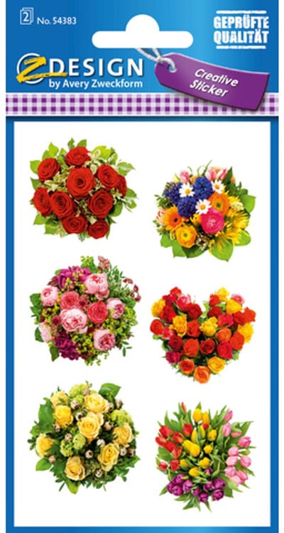 Avery Stickervel Bloemen Junior 7,6 X 12 Cm Papier 12-delig