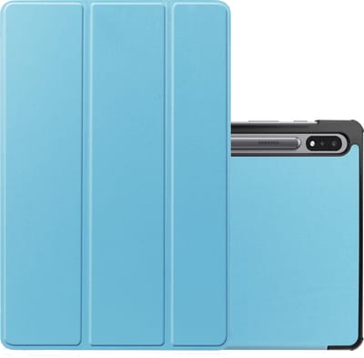 Hoes - Geschikt voor Samsung Galaxy Tab S8 Plus - Dun & Stevig - Trifold Bookcase - Hard Cover - Hardcover Book Case - Tablet Hoesje - Lichtblauw