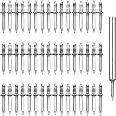Dubbele spijker - Naadloze spijker - 50stuks - Schroefbouten in de maten 1,7 en 0,85 cm - 1 dopsleutel - Markless Nail Invisible Screws - Speciale dopsleutel voor het plaatsen van plinten, klussen - Zilver