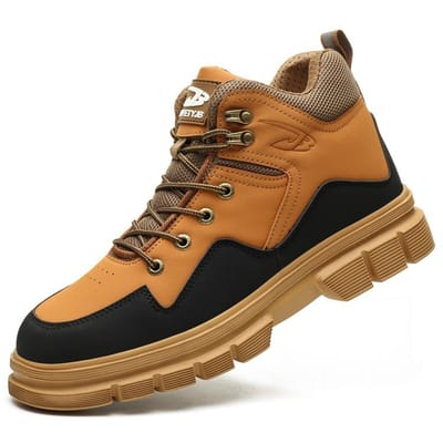 Nieuwe Onverwoestbare Veiligheidswerkschoenen Heren Stalen Neuslaarzen Anti-Smash Prikbestendige Werkschoenen Ademende Sneakers Herenlaarzen 41 geel
