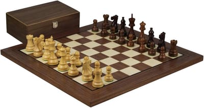 Schaakset - Bordsspel - Strategisch Spel - Handgemaakt Houtsnijwerk - 20 Inch - Walnoot