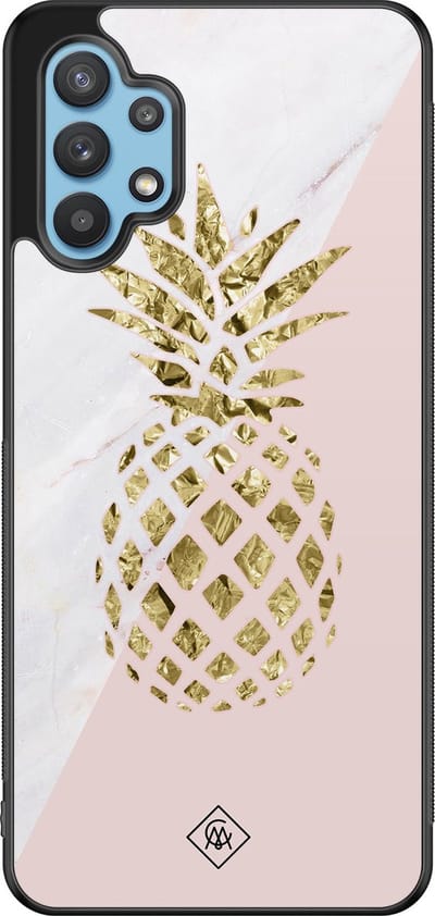 Casimoda® hoesje - Geschikt voor Samsung Galaxy A32 5G - Ananas - Zwart TPU Backcover - Ananas - Roze