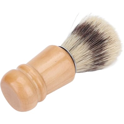 Blaireau à Barbe pour Homme Manche en Bois Doux pour la Peau Nettoyage Facial Barbe Toilettage Outil de Rasage beige