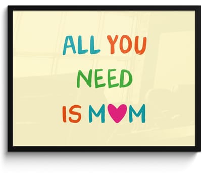 Poster in lijst - Fotolijst 70x50 cm - Posters - Hartje - Moeder - Tekst - Kleurrijk - Posterlijst zwart - Decoratie - Wanddecoratie woonkamer - Muurdecoratie slaapkamer
