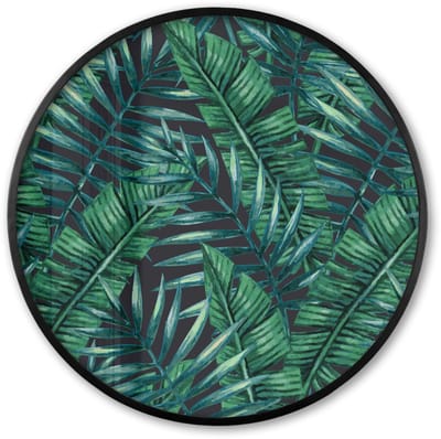 Poster in lijst Rond - Fotolijst 60x60 cm - Posters - Bladeren - Jungle - Tropical - Ronde posterlijst zwart - Decoratie - Wanddecoratie woonkamer - Muurdecoratie slaapkamer