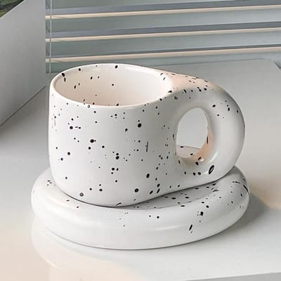 Nordic Eenvoudige Keramische Koppelbeker Creatieve Trend Schattige Dikke Dikke Beker Waterbeker Koffiekop 300ml white