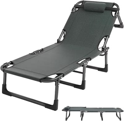 Opvouwbaar campingbed - Draagbaar bed - Buiten slapen - Verstelbare rugleuning - 68 x 191 cm