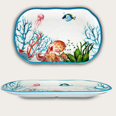 Arca ABISSI - Rechthoekige Melamine Schaal 45x30x4cm – licht in gewicht – makkelijk stapelbaar – voor binnen en buiten