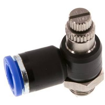 L-stuk Regelventiel 8 mm - G1/8'' Regeling-Uit Messing/Nylon