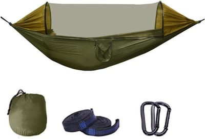 Campinghangmat - Ultralicht - Buiten Ontspannen - Geïntegreerd Muggennet - 280 x 140 cm - Groen