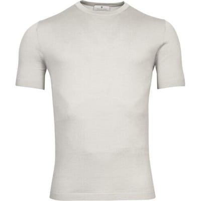 Thomas Maine Trui Fine Merino Crew Neck Short Sleeve Single Knit Licht Grijs / male