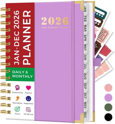 Dagboek 2026 - Agenda Planner - Dagelijkse Planning - Dag Per Pagina - A5 - Paars