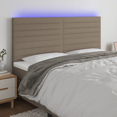 vidaXL - Hoofdbord - LED - 180x5x118/128 - cm - stof - taupe