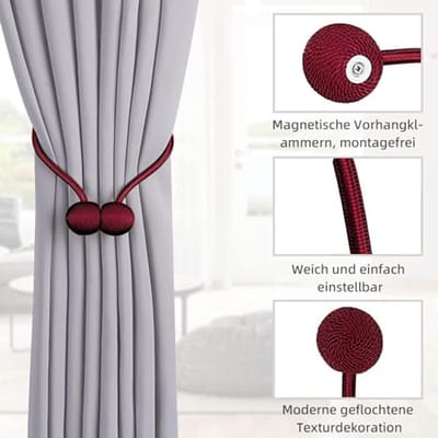 Magnetische Gordijnhouders - 4 Stuks voor een Elegante Decoratie