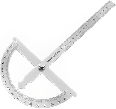 EXCITAT Gradenboog - Metalen gradenboog - Hoekmeter - met borgschroef - Geschikt voor school, timmerwerk, doe-het-zelf schilderen, tekenen - Marker - Zilver