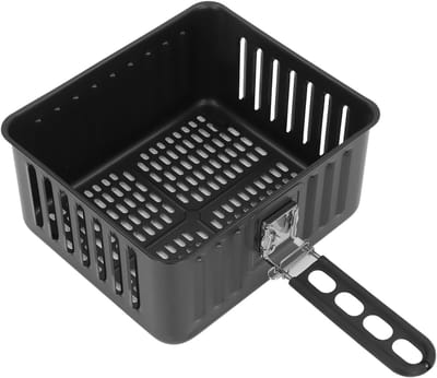 Vierkante Frituurmand, Frituurmand met Afneembare Handgreep, Vaatwasmachinebestendig voor Accessoires，zwart