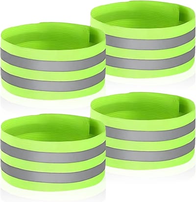 Reflecterende Hardloopset van 4 Stuks | Verstelbare Zelfklevende Reflectiearmbanden | Elastische Hoogzichtbare Reflectoren voor Volwassenen en Kinderen | Snapbands voor Nachtgebruik
