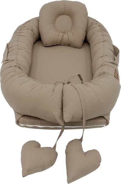 Mordesign - Babynestje - Cappuccino - Inclusief Steunkussen - 100% Katoen Babynest - Wasbaar op 30°C