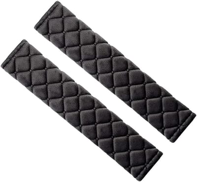 Autogordel Hoezen - Gordel Pads - Comfortabel Rijden - Zacht Ruitpatroon - 27x11 cm - Zwart