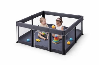 Luxviro Grondbox Baby 120x120 - Inklapbare Speelbox - Kinderbox - Playpen - Donkergrijs