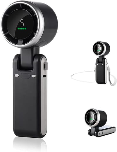 Ventilator - Handzame, opvouwbare ventilator met hoge snelheid - 180° verstelbaar - 3600 mAh - USB-oplaadbaar - Krachtige koelventilator - 5 windsnelheden, LED-display - (zwart)