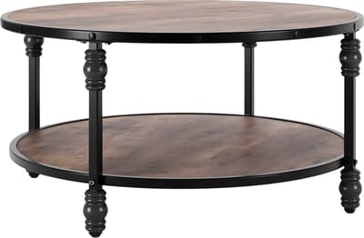 Ronde Salontafel Industrieel - Hout & Metaal - Wit