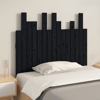 vidaXL - Hoofdbord - wandmontage - 95,5x3x80 - cm - massief - grenenhout - zwart