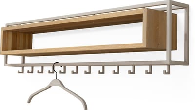 Spinder Design kapstok School 120 - Silky Taupe / Eiken - 12 haken - Staal