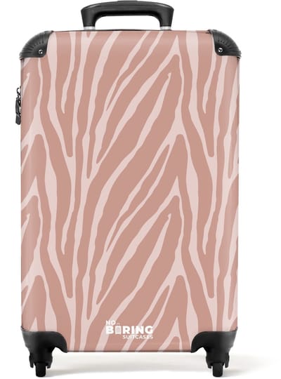 NoBoringSuitcases.com - Koffer dames - Zachtroze tijgerstrepenpatroon - Past binnen 55x40x20 cm en 55x35x25 cm - Trolley handbagage vrouwen - Valiezen met wieltjes volwassenen - Reiskoffer op wielen - Rolkoffer lichtgewicht
