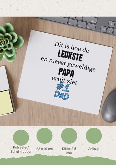 Akyol - dit is hoe de leukste en geweldige papa uit ziet Muismat - Papa - cadeau papa - cadeau - verjaardag papa - 23 bij 19 cm