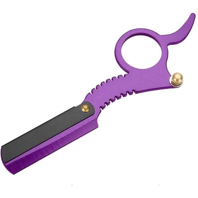 Rasoir droit de barbier vintage avec mécanisme de remplacement facile des lames Rasage de la barbe Violet purple