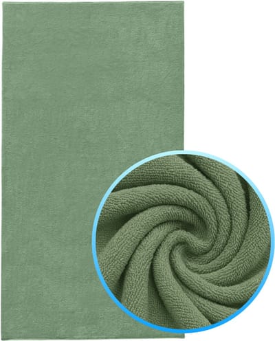 Funnies Strandlaken XXL Stone Green Extra groot - 100x200 cm - Strandhanddoek - Hoogwaardig Katoenen OEKO-TEX - 500 gram/m2 Luxe Dikte - Extra zacht - Sneldrogend Badhanddoek - Ideaal voor Strand, Sauna, Zwembad, Vakantie en Sport - Badlaken