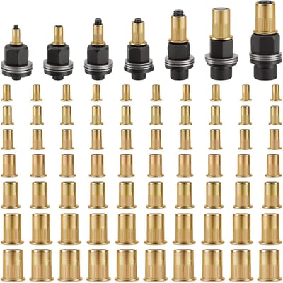 Dailygoods - 77 stuks klinkmoertangset, klinkmoeren klinkmoeren klinkset met M3, M4, M5, M6, M8, M10, M12 klinkmoeren en klinkmoeren, set voor klinkmoer, gereedschap, handmatige klinkmachine