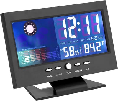 Digitale Klok - Weerstation Thermometer - Thuis Weer Checken - Groot Display - 14 x 10.5 cm - Zwart