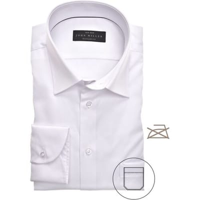 John Miller Overhemd Regular Uni Non Iron Wit / male