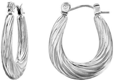 Joy Ibiza - Ovale oorbellen - druppel oorringen met twist gravure - 17 x 22 mm - Franse sluiting - chirurgisch staal - ear party boho - bohemian style