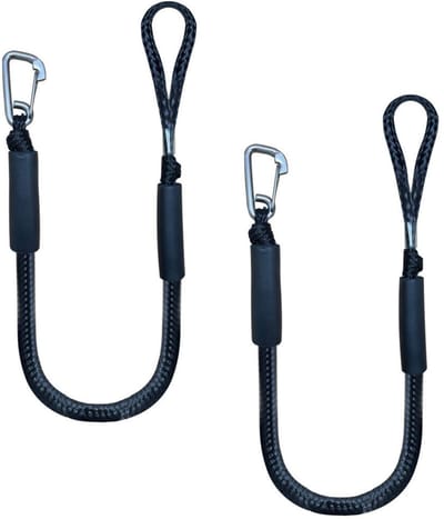 Landvast Bootuitrusting - 2 stuks - 120-170 cm - Verstelbaar - Bootlijn met haak - Drijvend Afmeermateriaal - Boottouw - Aanlegtouw voor boten - Aanmeertouw - Bootaccessoires - Schokabsorberend - Aanmeerlijn - Voor boten, kajak, jetski, pontoon, kano