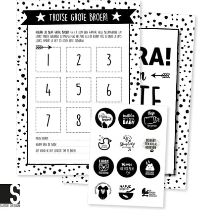 Sticker kaart | Grote Broer | Suede design beloningskaart A5