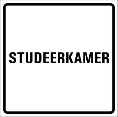 Studeerkamer sticker, wit zwart 100 x 100 mm