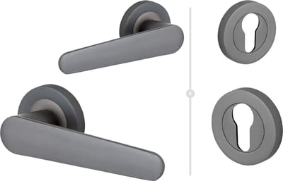 Ronda deurklink set op rozet - mat antraciet - incl. profielcilinder rozetten - Eliot® Deurbeslag