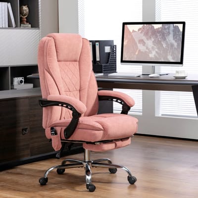 MODENUIT Kantoorstoel 67 x 72 x 111-119 cm - Vibratiemassage & Verwarming - Voor Werkkamer - Polyester Roze