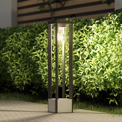 Lucande - Tuinpad verlichting - 1licht - Aluminium, kunststof - H: 70 cm - E27 - donkergrijs (RAL 840-M), helder