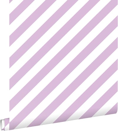 ESTAhome behang strepen lila paars en wit - 53 cm x 10.05 m - 139952