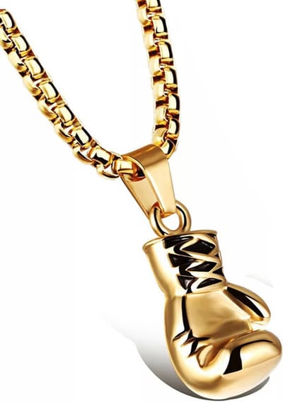 My Sweet Romance® – Halsketting met Bokshandschoen – Goud – 60 cm – RVS – Bedel 28 x 15 mm