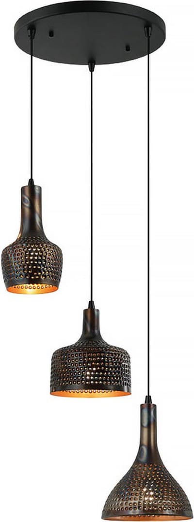 Freelight - Hanglamp Fueco 3 lichts Ø 35 cm bruin zwart