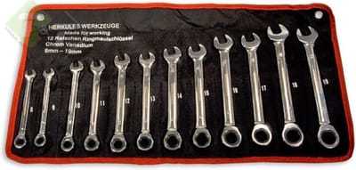 Steek ringratel sleutel set, 12 delig, Ringratel steeksleutelset