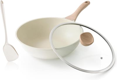 30 cm Inductiewok met Deksel en Antiaanbaklaag - Geschikt voor Alle Kookplaten