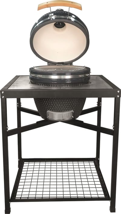 Landmann Kamado BBQ 18 inch Grijs - Tafelmodel - MLS Pizzasteen Ø38 cm - Keramische Houtskoolbarbecue - BBQ Egg - Thermometer - 4-6 Personen