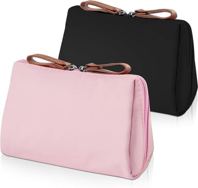 Draagbare Mini Rits Cosmetica Tas, Waterdicht Reistasje voor Toiletartikelen, Clutch Make-up Tas, Klein Vrouwen Make-up Tasje - 2 Stuks (Zwart)